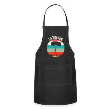 Vintage Skydiving Parachuting Retro Skydiver - Adjustable Apron - black - Front - Julia (174cm)