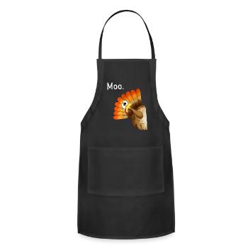 turkey moo funny thanksgiving - Adjustable Apron - black - Front - Julia (174cm)