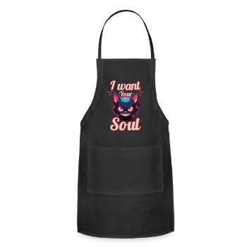 Soul Request Cat Neon Grin - Adjustable Apron - black - Front - Julia (174cm)