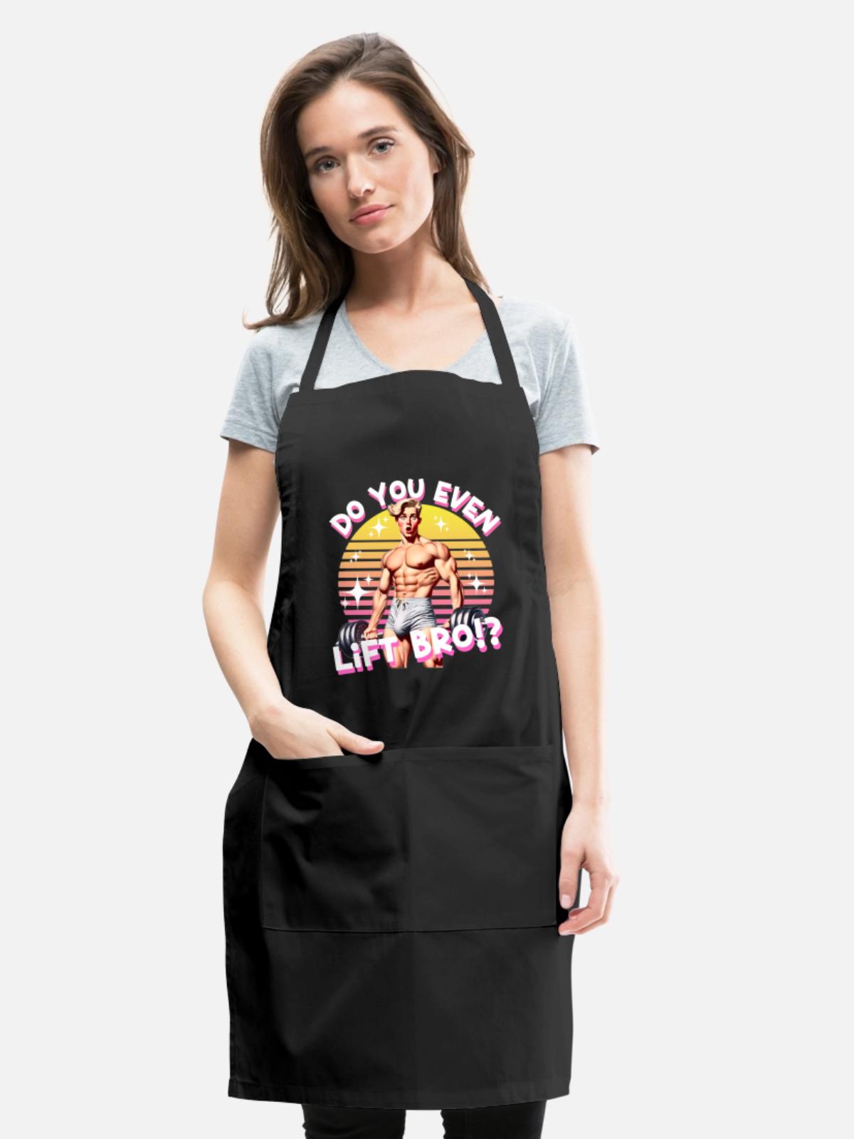 Retro Muscle Lift Meme - Adjustable Apron - black - Front - Julia (174cm)