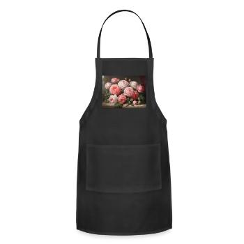 Lovely Roses in the style of Pierre Joseph Redout - Adjustable Apron - black - Front - Julia (174cm)