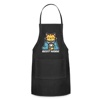 Rest Mode Cat With Coffee - Adjustable Apron - black - Front - Julia (174cm)