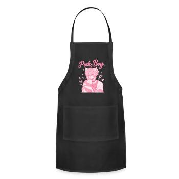 Aesthetic Pink Boy Anime Pastel  - Adjustable Apron - black - Front - Julia (174cm)