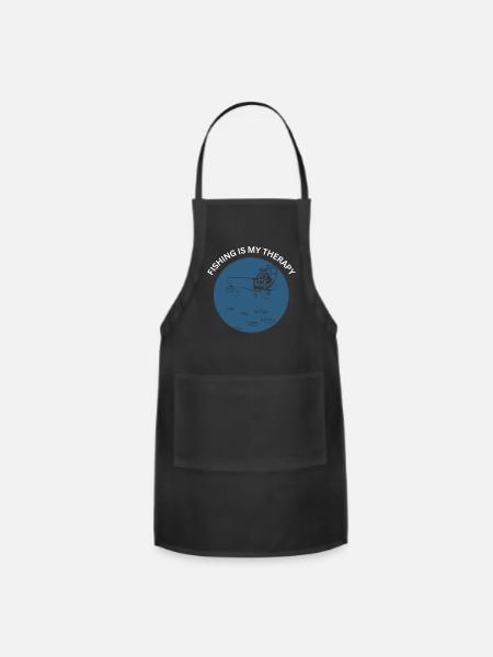 Fishing is my therapy - Adjustable Apron - black