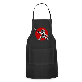Kawaii Fencing Figure Attacking The Fencing - Adjustable Apron - black - Front - Julia (174cm)