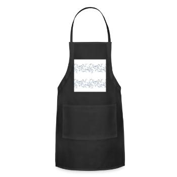 Blue Floral Scroll Border - Adjustable Apron - black - Front - Julia (174cm)