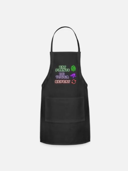 Eat more plants do more yoga neon style - Adjustable Apron - black