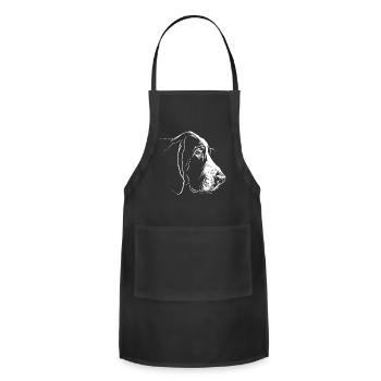 Basset Hound Face Silhouette Line Art Basset Head - Adjustable Apron - black - Front - Julia (174cm)