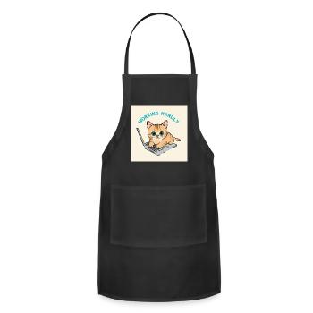 Working Hardly Kitten on Laptop - Adjustable Apron - black - Front - Julia (174cm)
