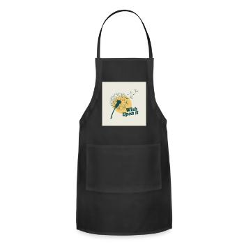 Dandelion Wish Retro Typography - Adjustable Apron - black - Front - Julia (174cm)