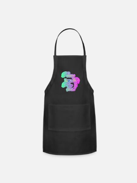 Peace Mind Heart Shalom Neon Graffiti - Adjustable Apron - black