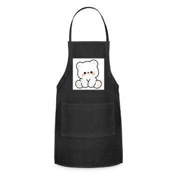 Kawaii Bear Plush Pose - Adjustable Apron - black - Front - Julia (174cm)