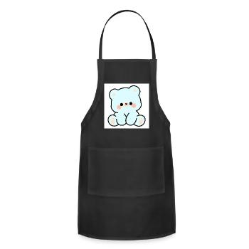 Pastel Plush Bear Cute Character - Adjustable Apron - black - Front - Julia (174cm)