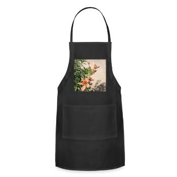 Peach Oleander Botanical Art - Adjustable Apron - black - Front - Julia (174cm)