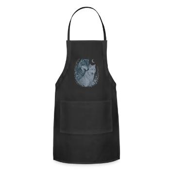 Moonlit Wolf Love - Adjustable Apron - black - Front - Julia (174cm)