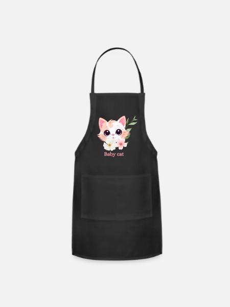 Baby_cat_illustration - Adjustable Apron - black