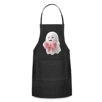 Pastel Plush Ghost Bow - Adjustable Apron - black - Front - Julia (174cm)