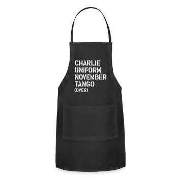 Charlie Uniform November Tango over Military - Adjustable Apron - black - Front - Julia (174cm)