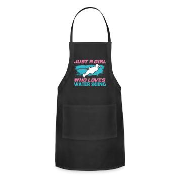 Water Ski Skiing Girl Gift - Adjustable Apron - black - Front - Julia (174cm)