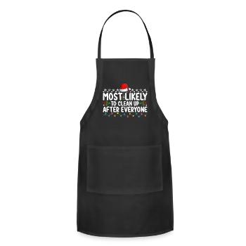 Most Likely To Clean Up After Everyone Christmas - Adjustable Apron - black - Front - Julia (174cm)