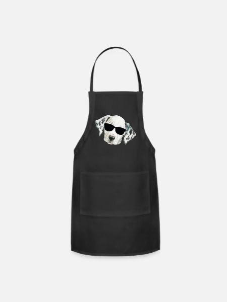 Funny Dalmatian Puppy Dog with sunglasses - Adjustable Apron - black