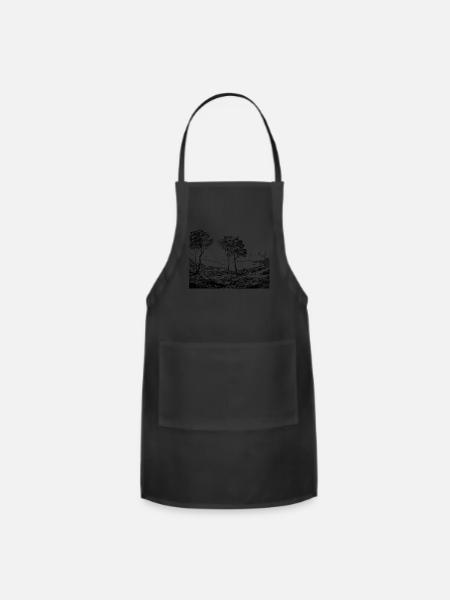 Rustic natural view drawing art - Adjustable Apron - black