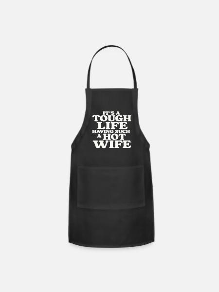Funny Husband Wife Saying, Marriage Humor - Adjustable Apron - black