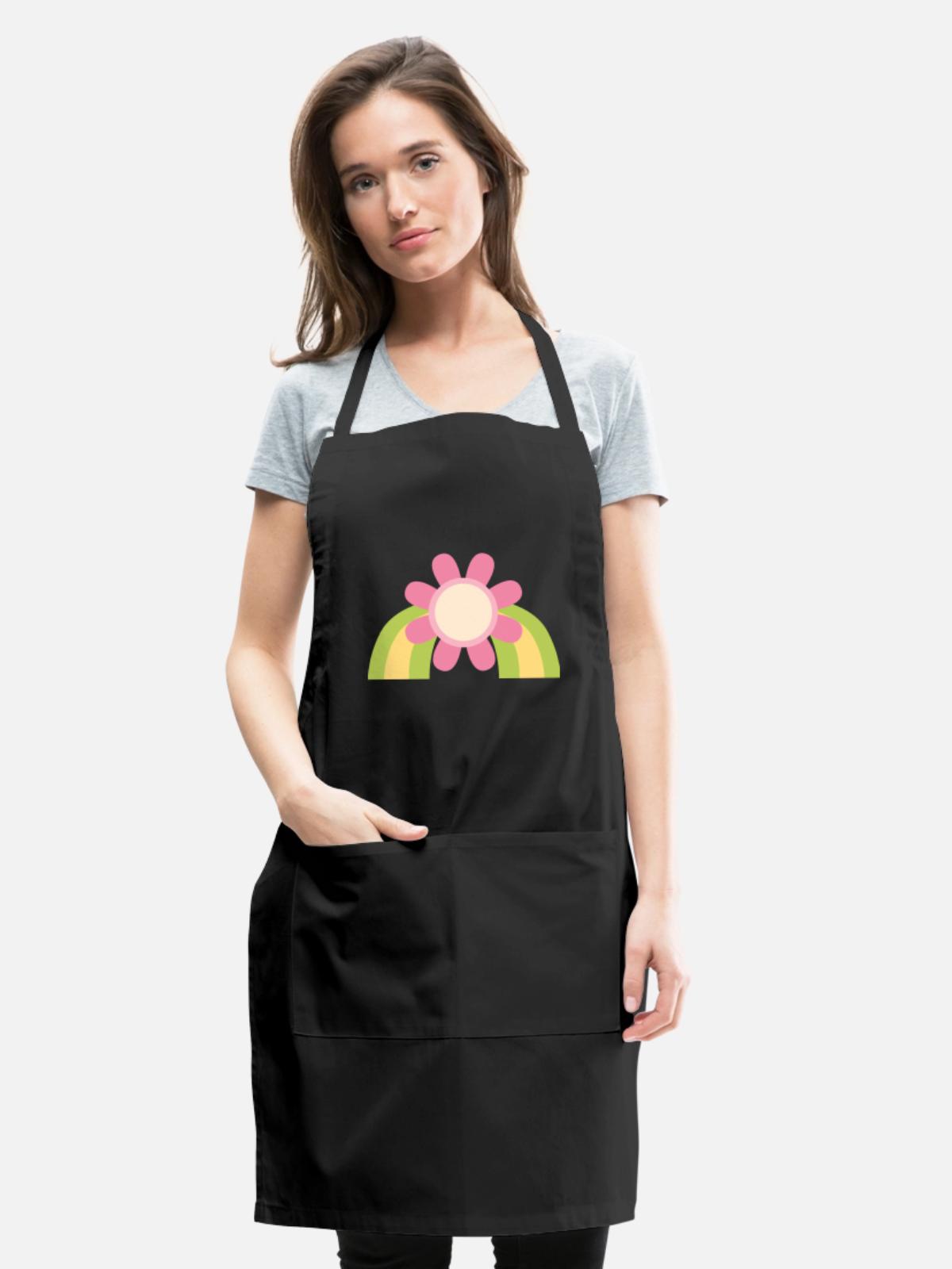 Flowers Cute Design - Adjustable Apron - black - Front - Julia (174cm)