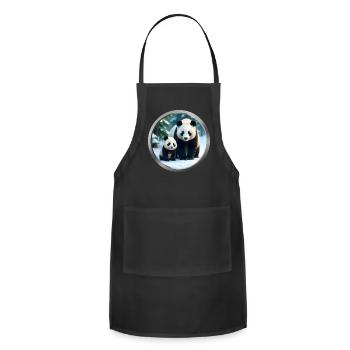 Panda and Cub Animal - Adjustable Apron - black - Front - Julia (174cm)