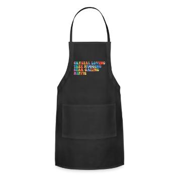 Crystal Loving Tree Hugging Star Gazing Hippie Fun - Adjustable Apron - black - Front - Julia (174cm)