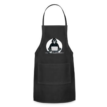 Playful Cat with Hoodie and Laptop - Adjustable Apron - black - Front - Julia (174cm)