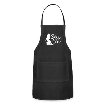 Yes Sir BDSM DDLG Naughty Submissive Kinky Sex - Adjustable Apron - black - Front - Julia (174cm)