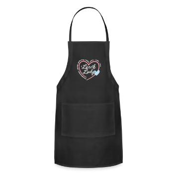 Lunch Lady Compassionate Caring Dedicated Reliable - Adjustable Apron - black - Front - Julia (174cm)