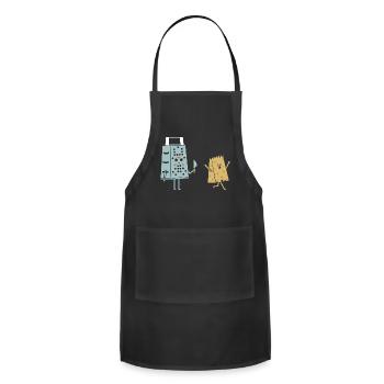Funny Cheese Design People Who Love Cheeses Chef - Adjustable Apron - black - Front - Julia (174cm)