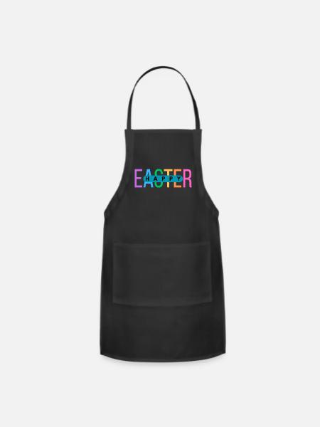Colorful Happy Easter Greeting - Adjustable Apron - black