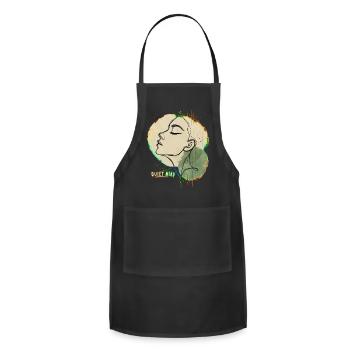 Quiet Mind Aesthetic Line Art Face Graphic T-Shirt - Adjustable Apron - black - Front - Julia (174cm)