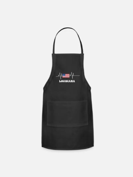 Louisiana USA Heartbeat - Adjustable Apron - black