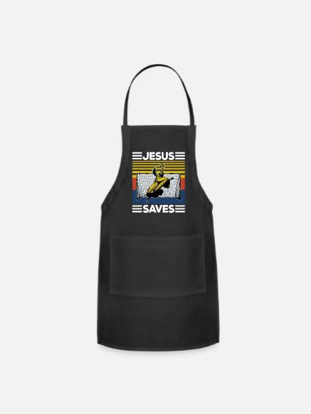 Soccer Jesus Saves - Adjustable Apron - black