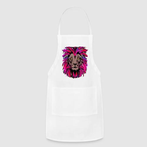 Purple Lion Head - Pink Lion Face Drawing - Adjustable Apron