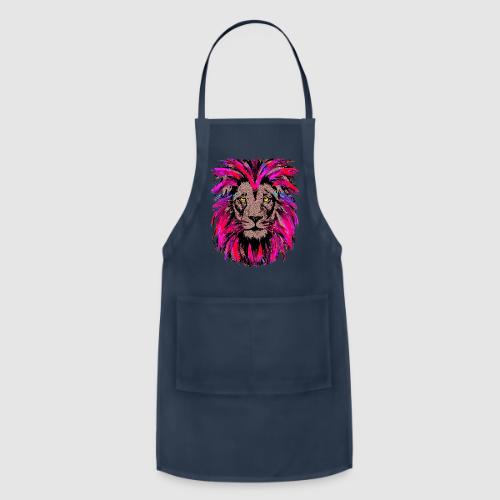 Purple Lion Head - Pink Lion Face Drawing - Adjustable Apron