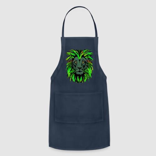 Green Lion Head Portrait Drawing - Green Lion - Adjustable Apron