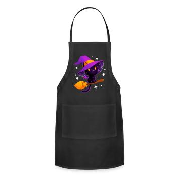 Witch Cat Black Magic Cat Cute Spooky - Adjustable Apron - black - Front - Julia (174cm)