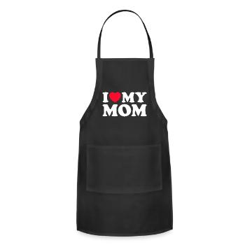 I Love My Mom Cute Mothers Day Gift - Adjustable Apron - black - Front - Julia (174cm)