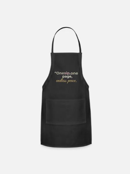 One Sip One Page Endless Peace” - Adjustable Apron - black