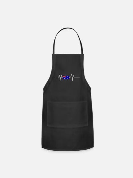 Australia Flag Heartbeat - Adjustable Apron - black