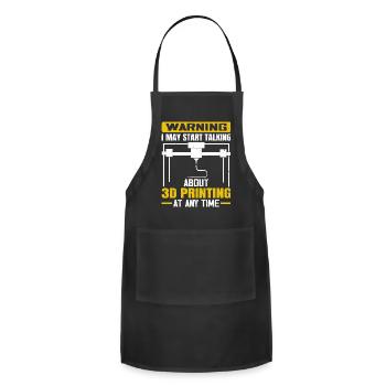 Warning I May Start Talking 3D Printing - Adjustable Apron - black - Front - Julia (174cm)