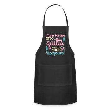Funny Quilting I Turn Scraps Into Quilts - Adjustable Apron - black - Front - Julia (174cm)