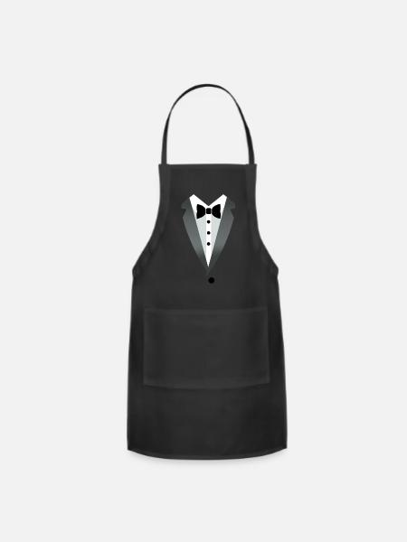 Funny Tuxedo Gentleman shirt design - Adjustable Apron - black