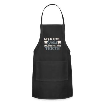 Funny Teeth quote, dentist joke - Adjustable Apron - black - Front - Julia (174cm)