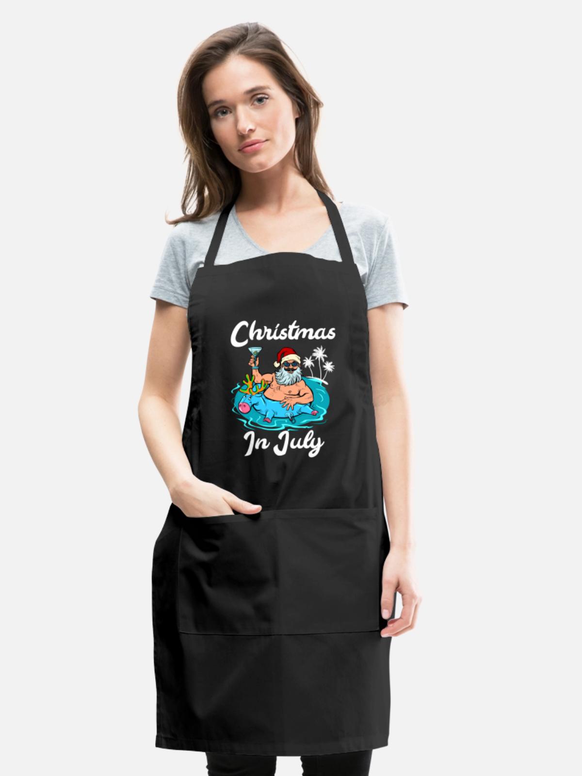Christmas In July - Adjustable Apron - black - Front - Julia (174cm)